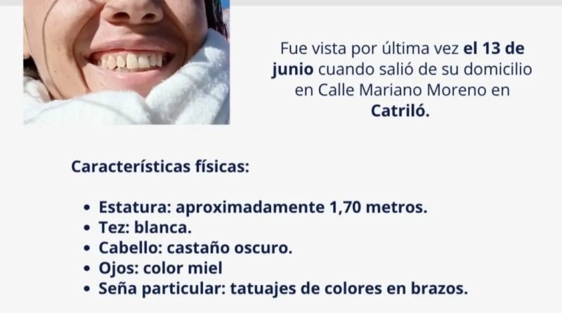 Búsqueda de paradero: solicitan colaboración para encontrar a una mujer desaparecida en Catriló